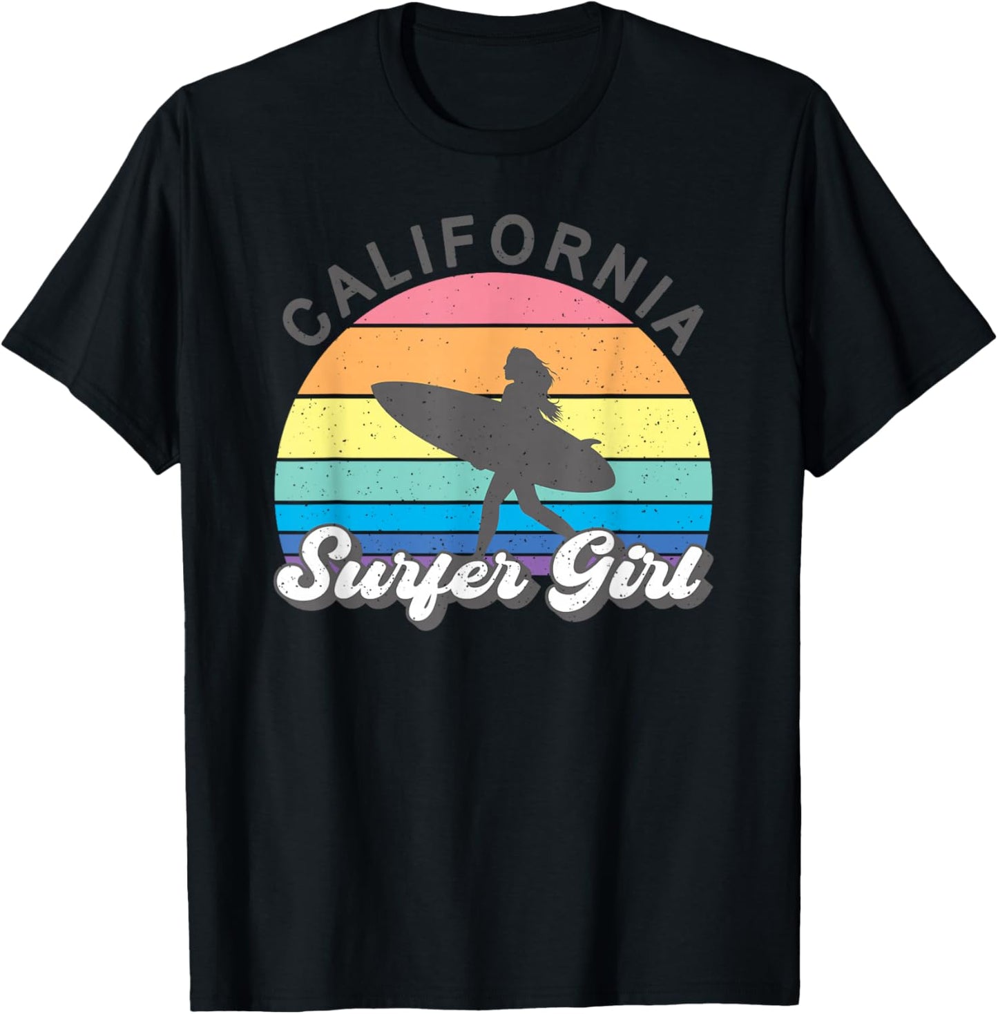 Surfer Girl California Surfing Surf Beach Women Cute Summer T-Shirt - T-Shirt | Black