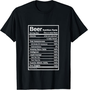 Beer Nutrition Fact Men Women Gift Funny Drinking T-Shirt - T-Shirt | Black