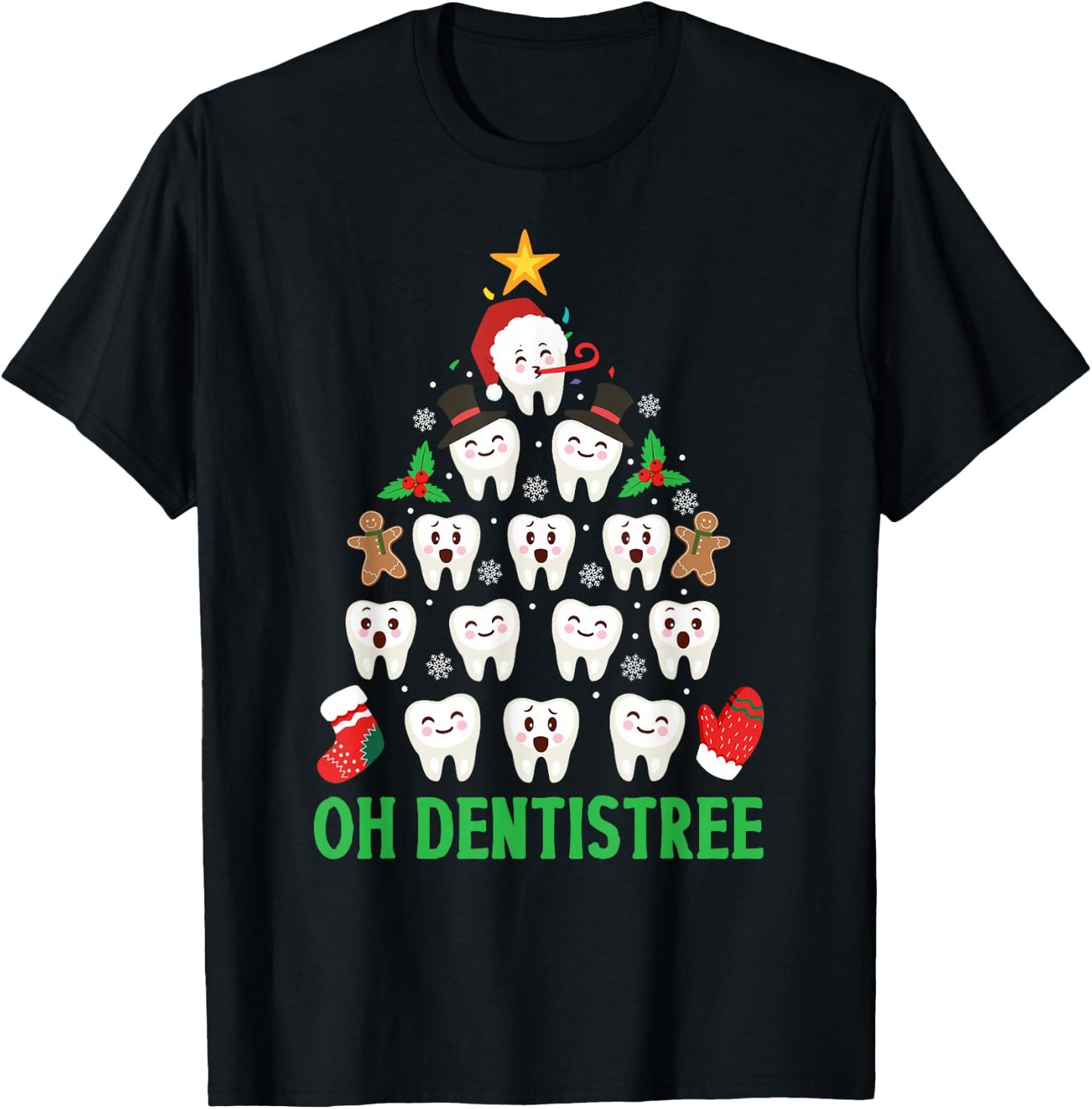 Christmas Dentist Shirt Oh Dentistree Funny Xmas Dental T-Shirt - T-Shirt | Black