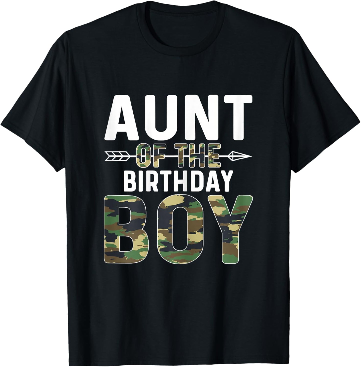 Camouflage Aunt of the Birthday Boy T-Shirt - T-Shirt | Black