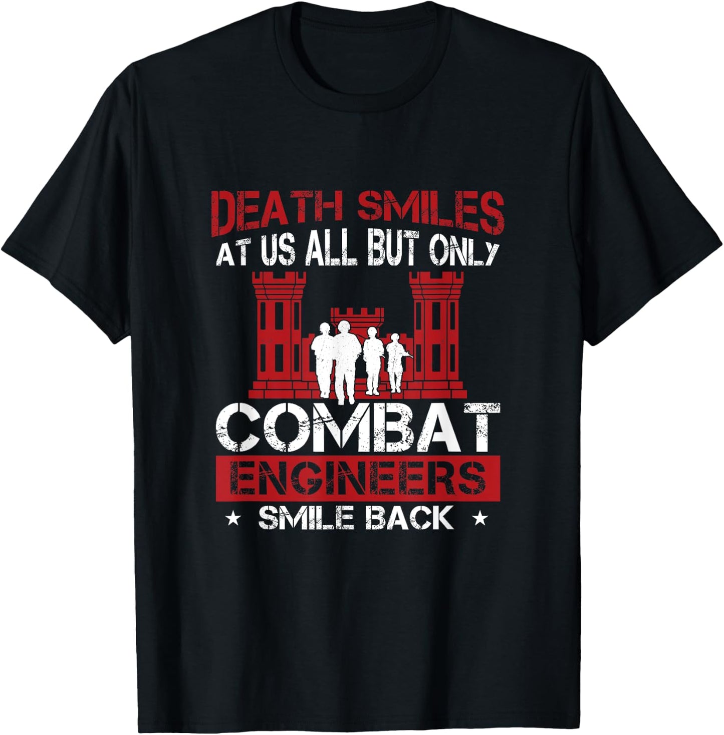Death Smiles At Us All Funny Combat Engineer Military Sapper T-Shirt - T-Shirt | Black