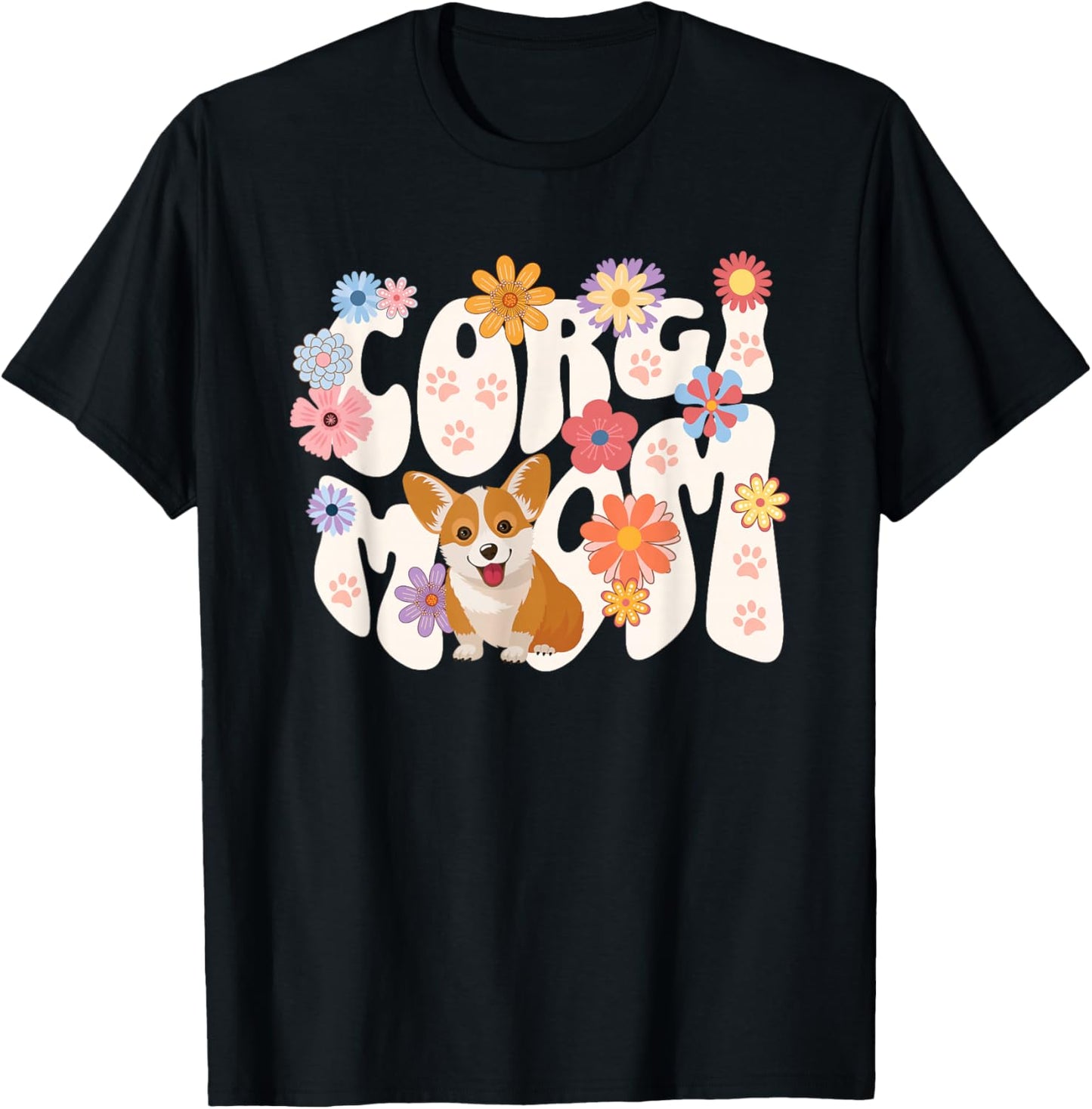 Cute Corgi Dog Mom Design Women T-Shirt - T-Shirt | Black