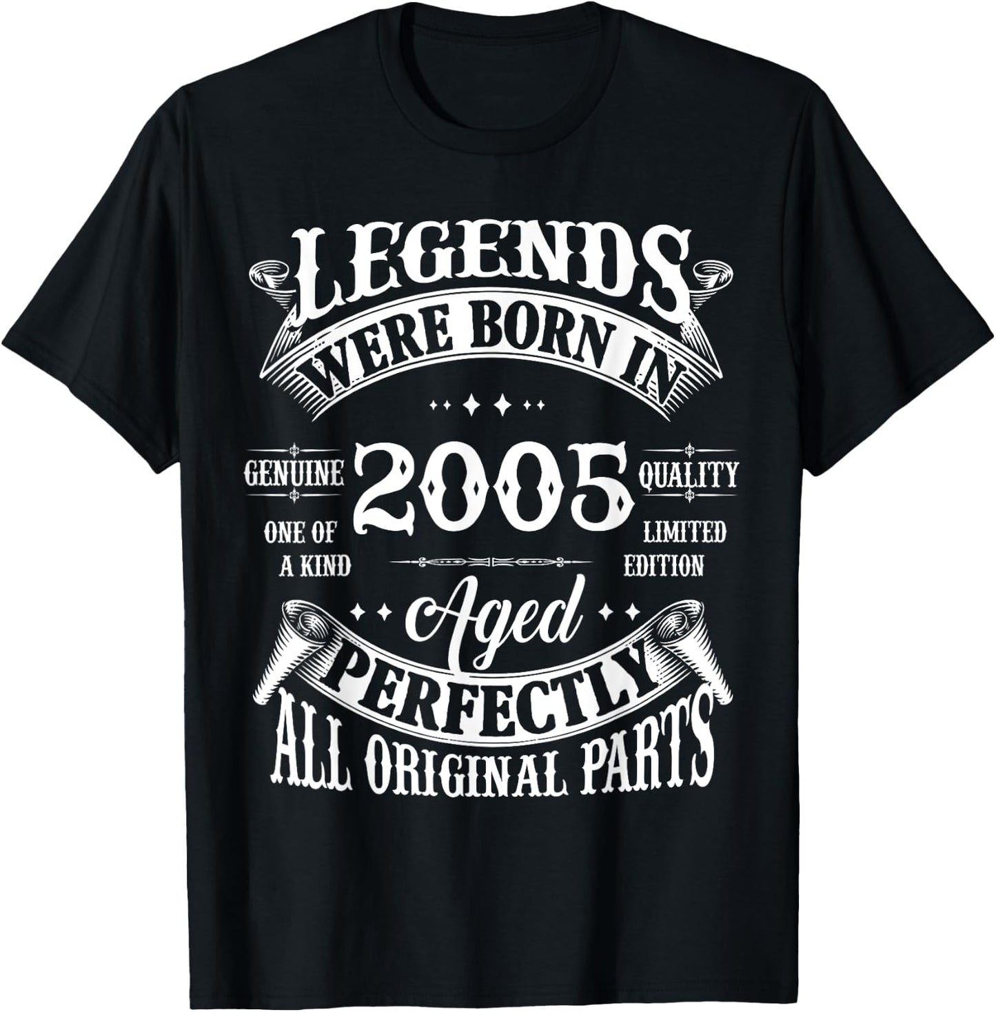 18th Birthday Vintage Legends Born In 2005 18 Years Old T-Shirt - T-Shirt | Black