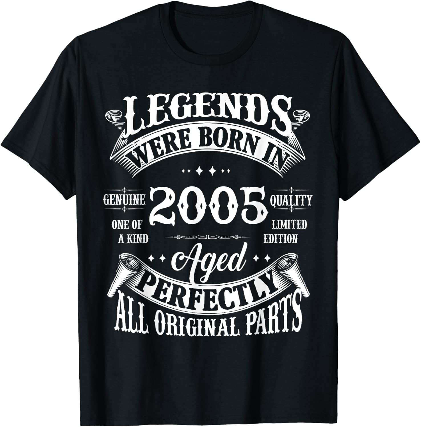 18th Birthday Vintage Legends Born In 2005 18 Years Old T-Shirt - T-Shirt | Black