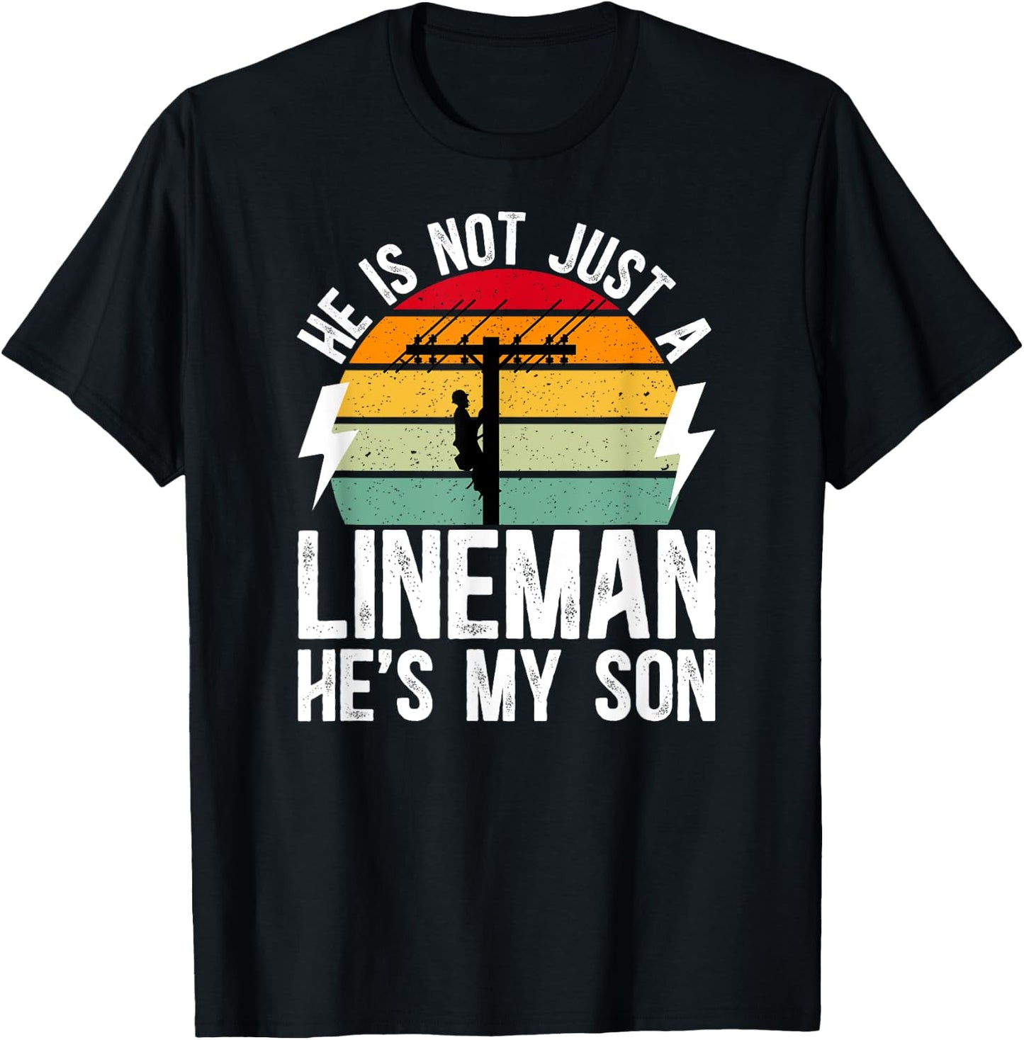 He's My Son Lineman Mom Of A Lineman Mama Line Mother T-Shirt - T-Shirt | Black