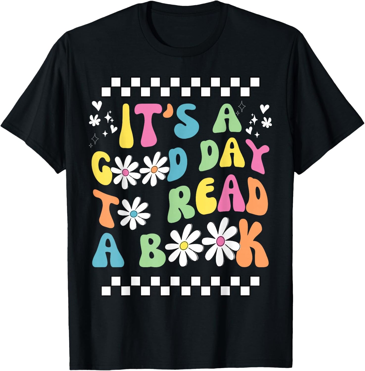 Library Reading Lovers It's Good Day To Read a Book Groovy Reading - Black - Small - -Adults - Short Sleeve - Cotton 65%, Polyester 35% T-Shirt - T-Shirt | Black