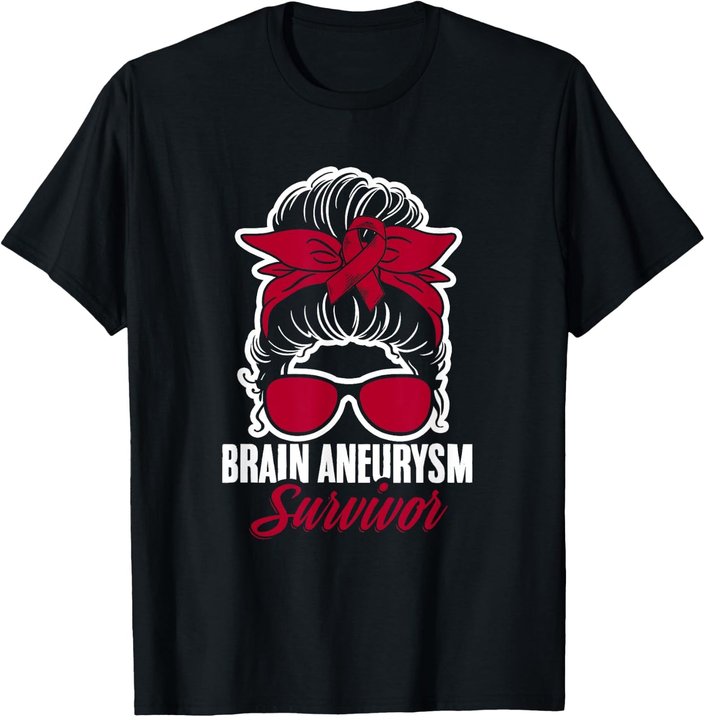 Aneurysm Survivor Messy Hair Aortic Brain Aneurysm Awareness T-Shirt - T-Shirt | Black
