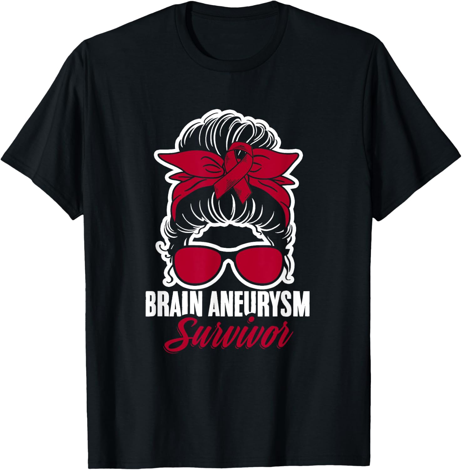 Aneurysm Survivor Messy Hair Aortic Brain Aneurysm Awareness T-Shirt - T-Shirt | Black