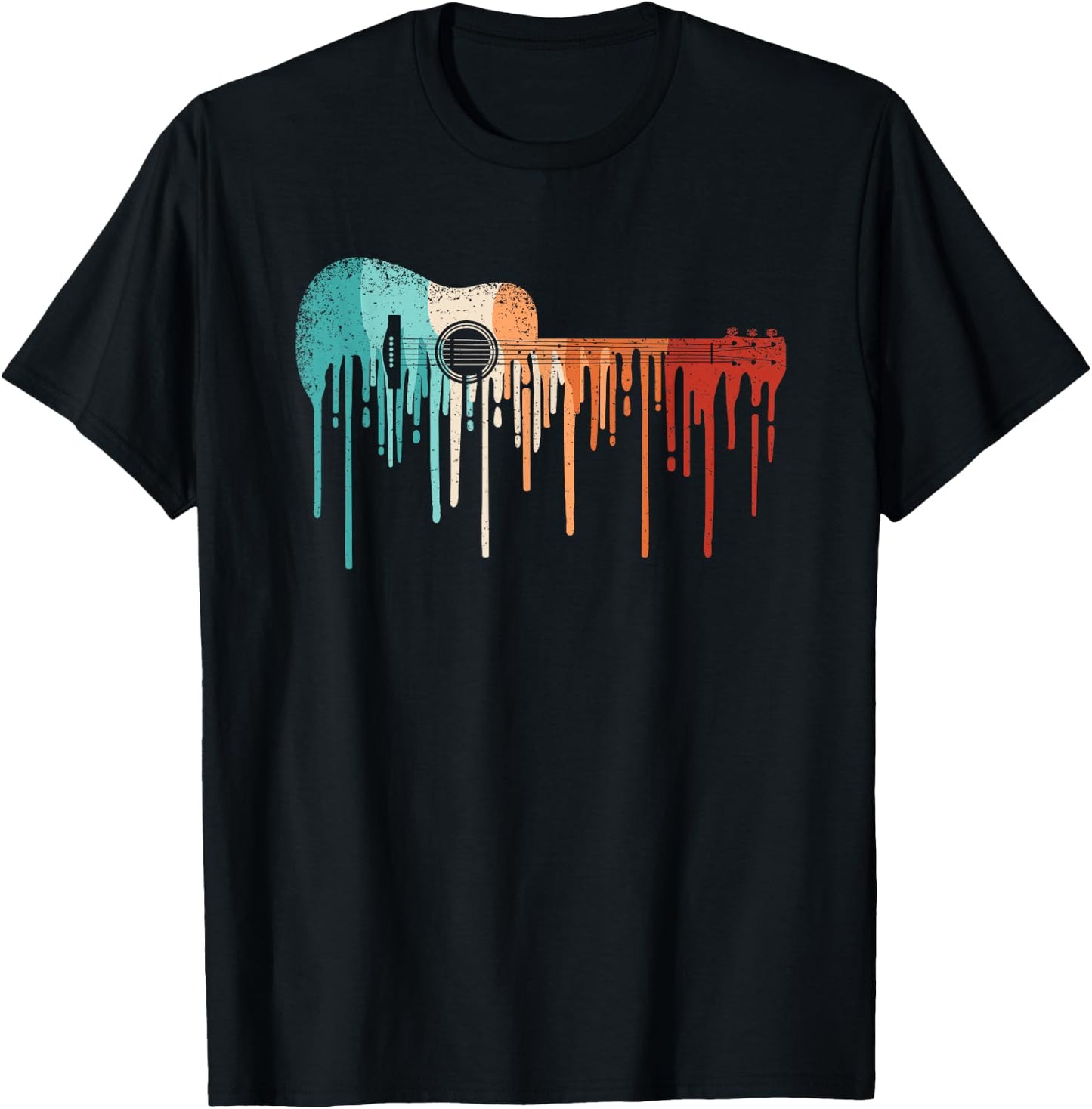 Retro Acoustic Guitar Musician Guitarist Vintage Music Men T-Shirt - T-Shirt | Black