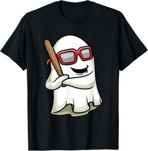 Funny Ghost Baseball Player Bat Sports Halloween Men Boys T-Shirt - T-Shirt | Black