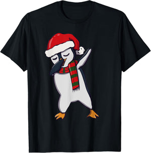Kids Dabbing Dab Penguin Man Xmas Girls Boys Christmas T-Shirt - T-Shirt | Black