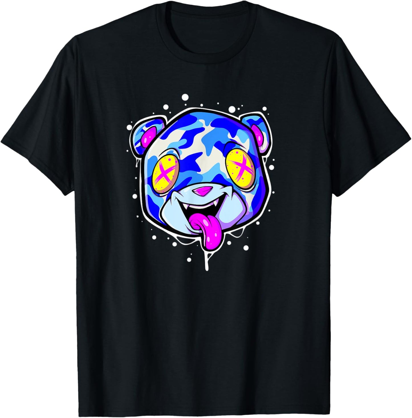Blue Camo Teddy Bear Hipster Hip Hop Fashion Clothes Rapper T-Shirt - T-Shirt | Black