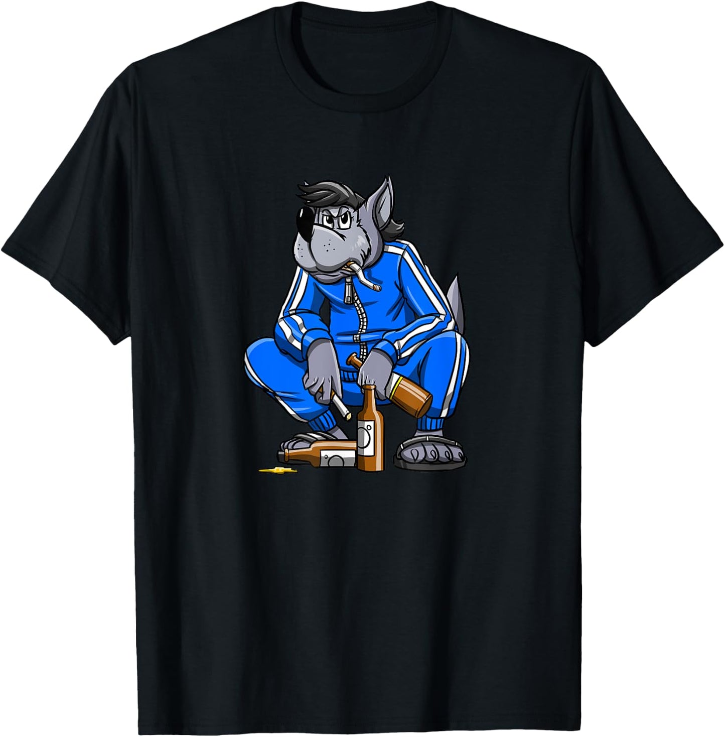 Russian Gopnik Russian Squat Nu Pogodi Wolf Russian T-Shirt - T-Shirt | Black