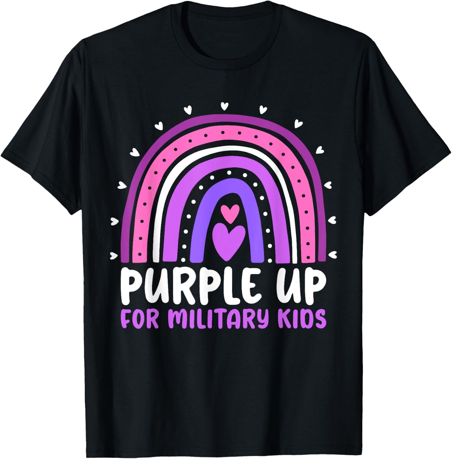 Purple Up for Military Kids Month Military Child Rainbow T-Shirt - T-Shirt | Black