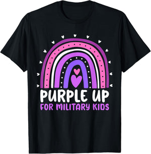 Purple Up for Military Kids Month Military Child Rainbow T-Shirt - T-Shirt | Black