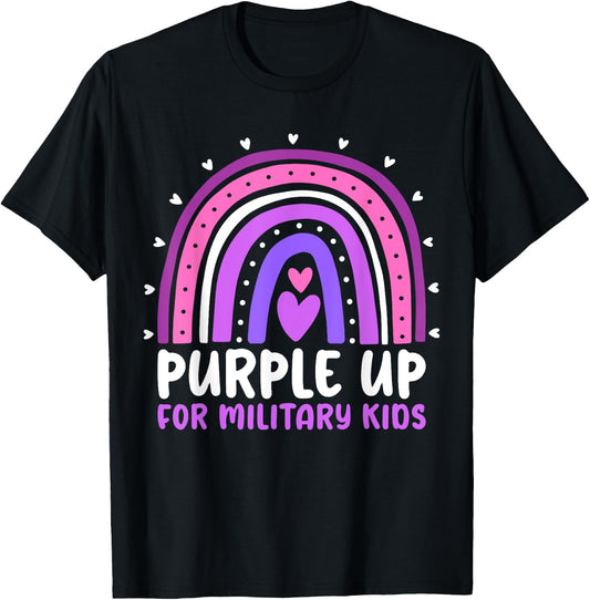 Purple Up for Military Kids Month Military Child Rainbow T-Shirt - T-Shirt | Black