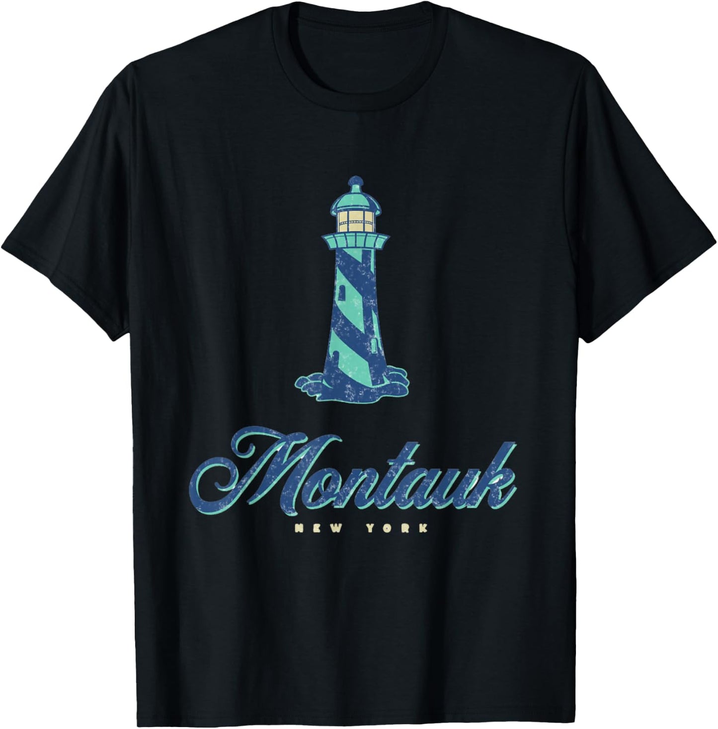 Montauk Lighthouse Beach New York, Summer at Montauk T-Shirt - T-Shirt | Black