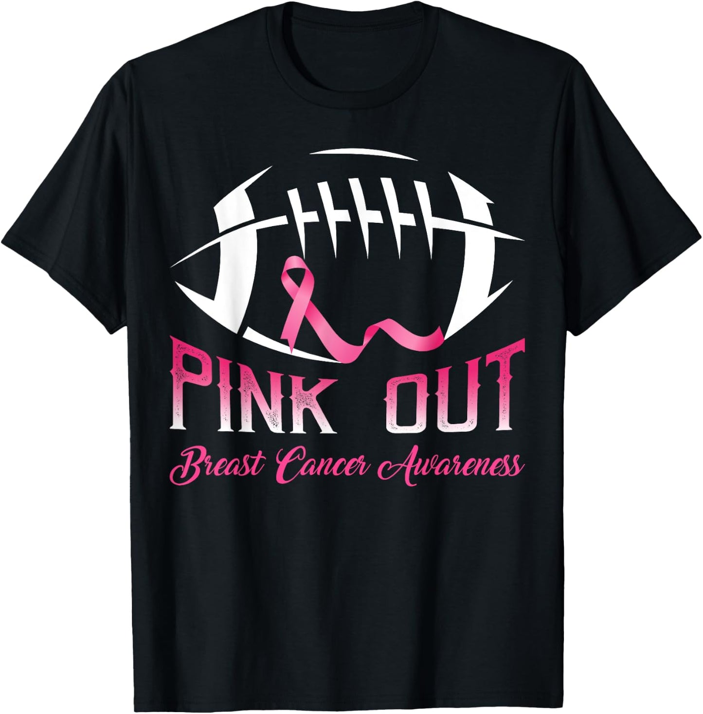 Pink Out Shirt Breast Cancer Football Women Kids T-Shirt - T-Shirt | Black