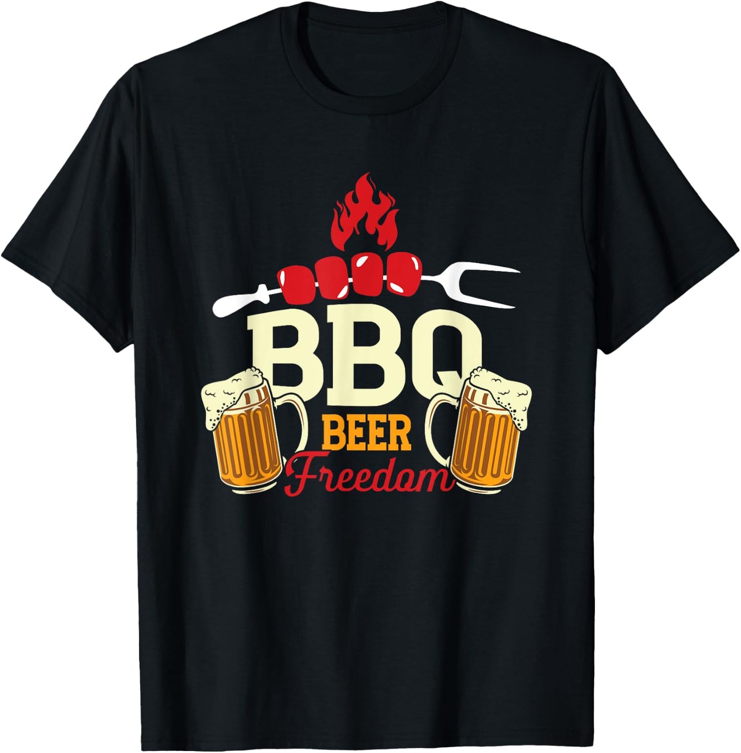 BBQ Beer Freedom | Grilling Meat | Barbecue T-Shirt - T-Shirt | Black