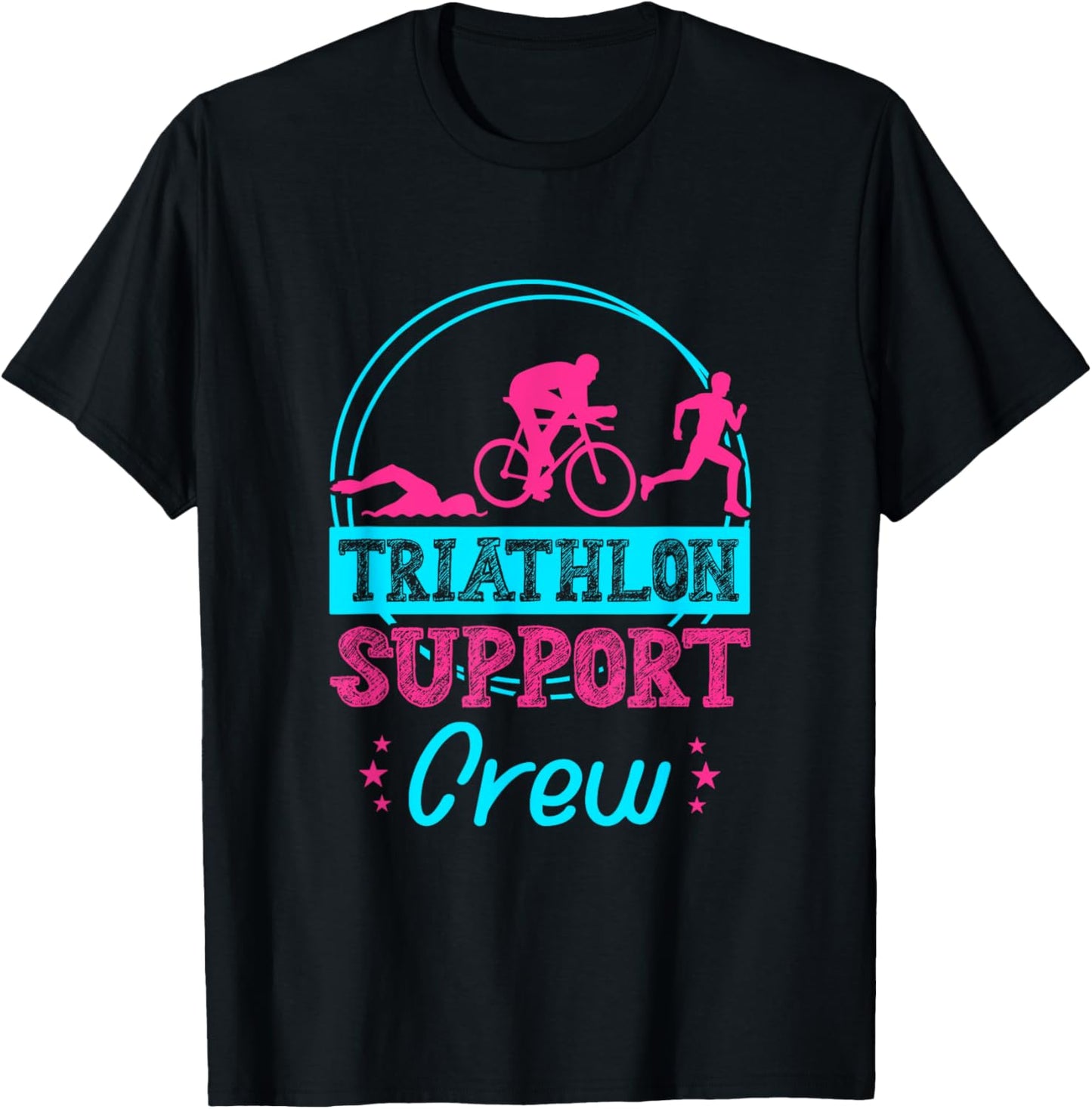 Triathlon Support Crew Running Cycling Swimming Triathlete T-Shirt - T-Shirt | Black