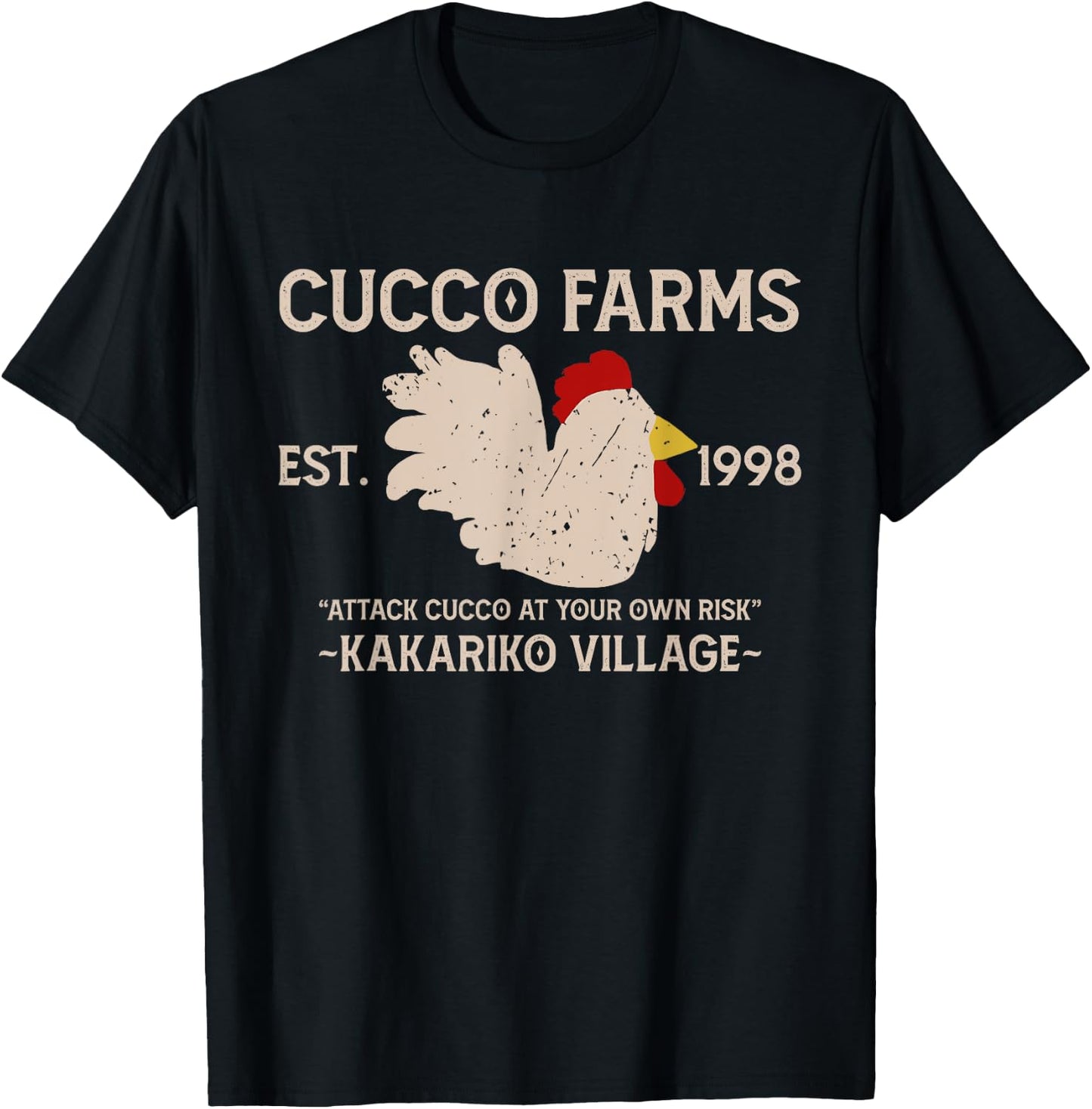 Cucco Farms Attack Cucco At Your Own Risk T-Shirt - T-Shirt | Black
