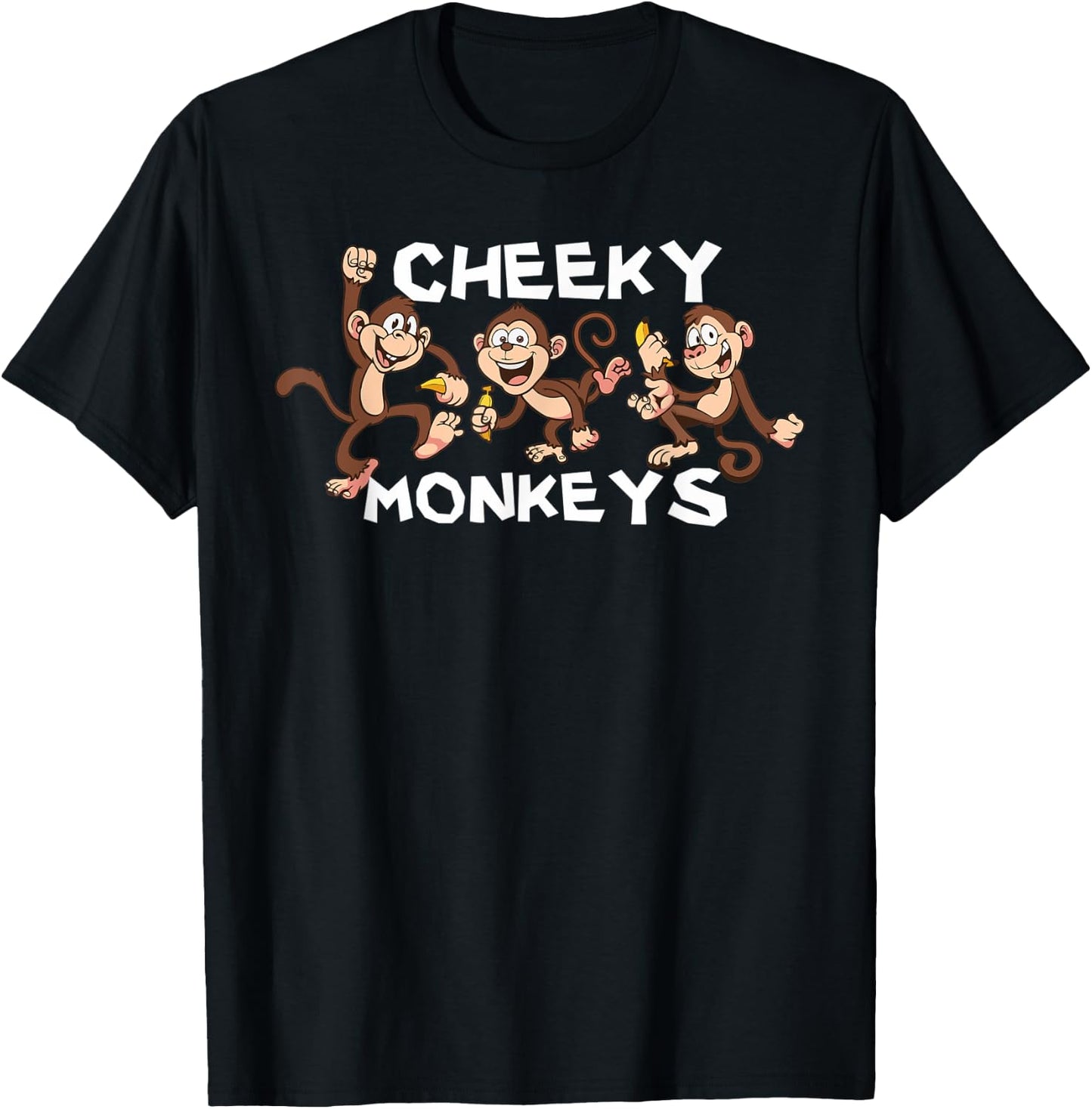 Cute Cheeky Monkey Face, Funny Jungle Wild Animal Lover T-Shirt - T-Shirt | Black