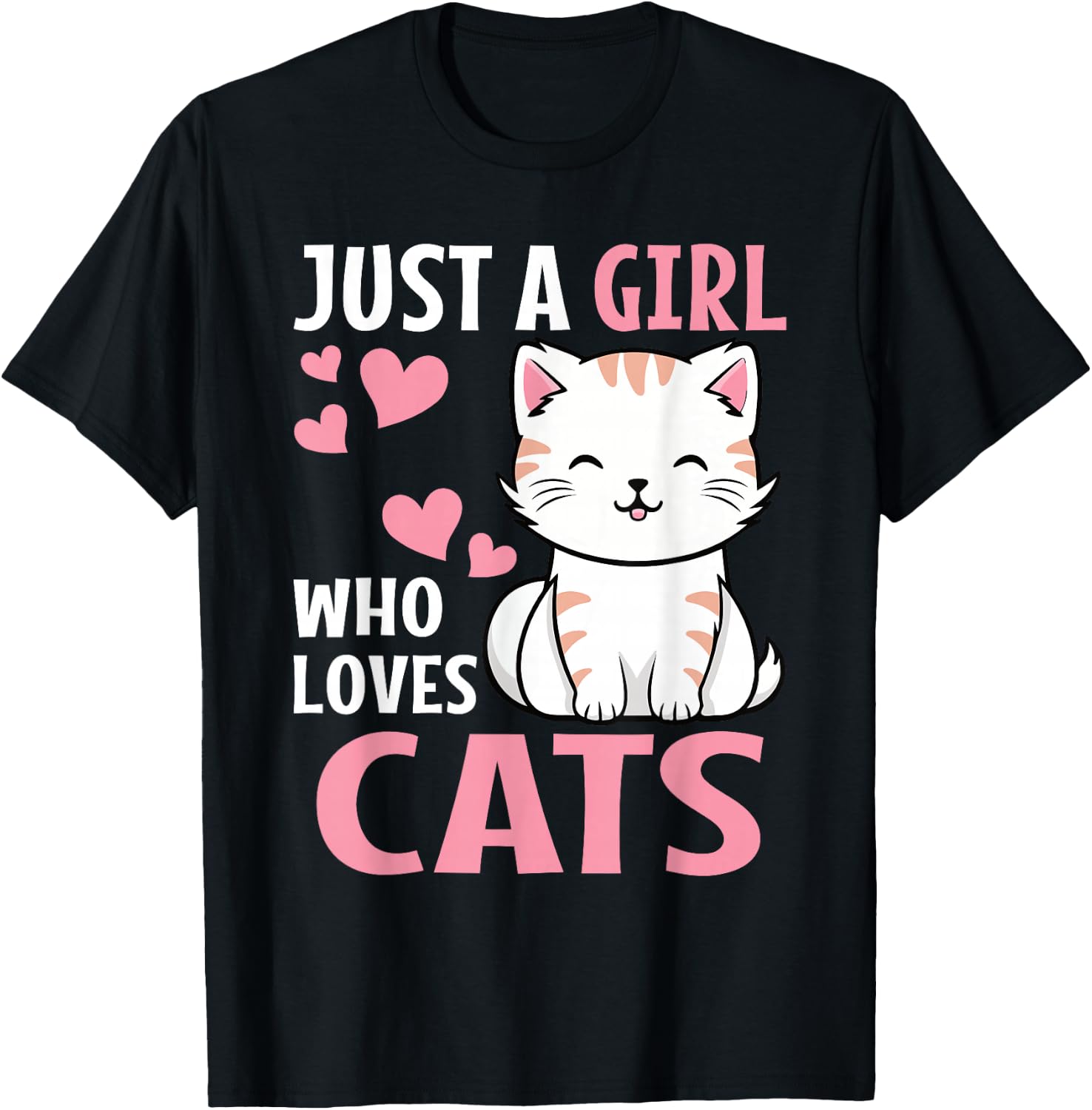 Just A Girl Who Loves Cats Cute Cat Lover Kitten T-Shirt - T-Shirt | Black