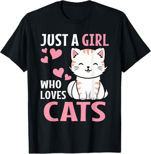 Just A Girl Who Loves Cats Cute Cat Lover Kitten T-Shirt - T-Shirt | Black