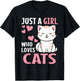 Just A Girl Who Loves Cats Cute Cat Lover Kitten T-Shirt - T-Shirt | Black