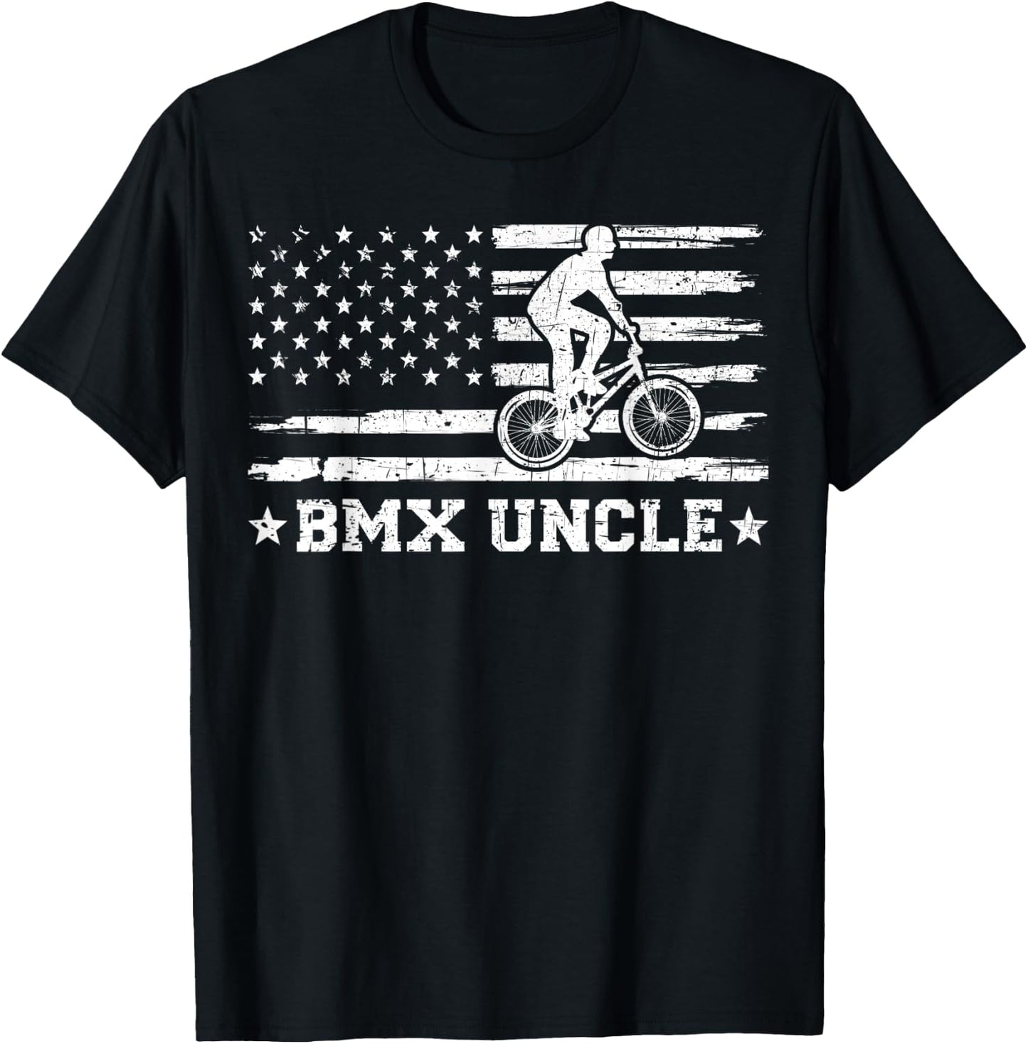 BMX Bike Rider American Flag BMX Uncle Father's Day T-Shirt - T-Shirt | Black