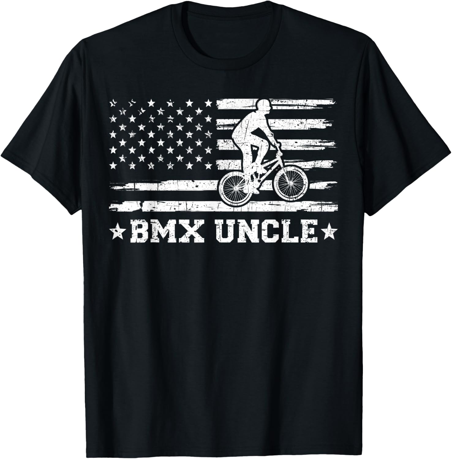 BMX Bike Rider American Flag BMX Uncle Father's Day T-Shirt - T-Shirt | Black