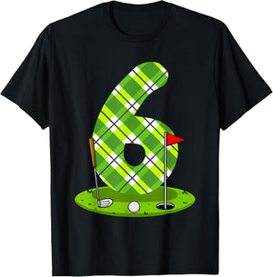 Golf Birthday Shirt For Kids 6th Birthday Party Golfer T-Shirt - T-Shirt | Black