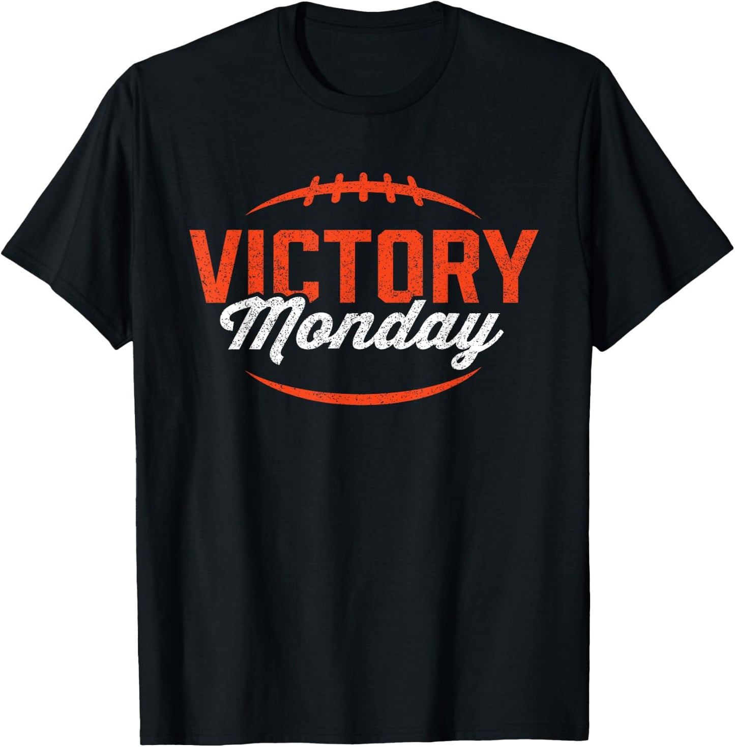 Retro Football Victory Monday Orange Text Game Day T-Shirt - T-Shirt | Black