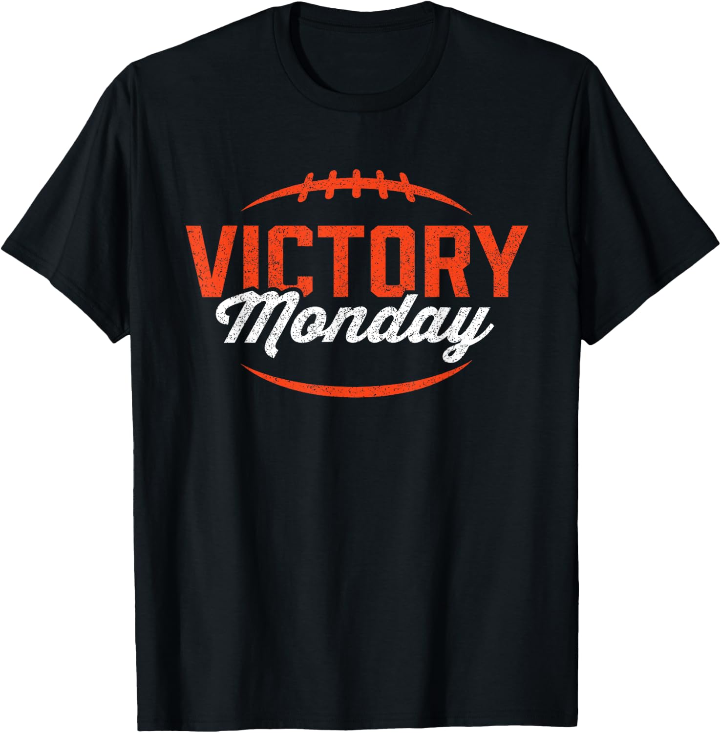 Retro Football Victory Monday Orange Text Game Day T-Shirt - T-Shirt | Black