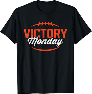 Retro Football Victory Monday Orange Text Game Day T-Shirt - T-Shirt | Black