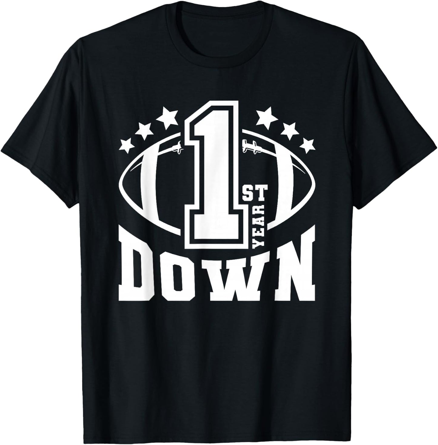 1st Down Football Birthday 1 Year Old Baby Boy Sports Theme T-Shirt - T-Shirt | Black