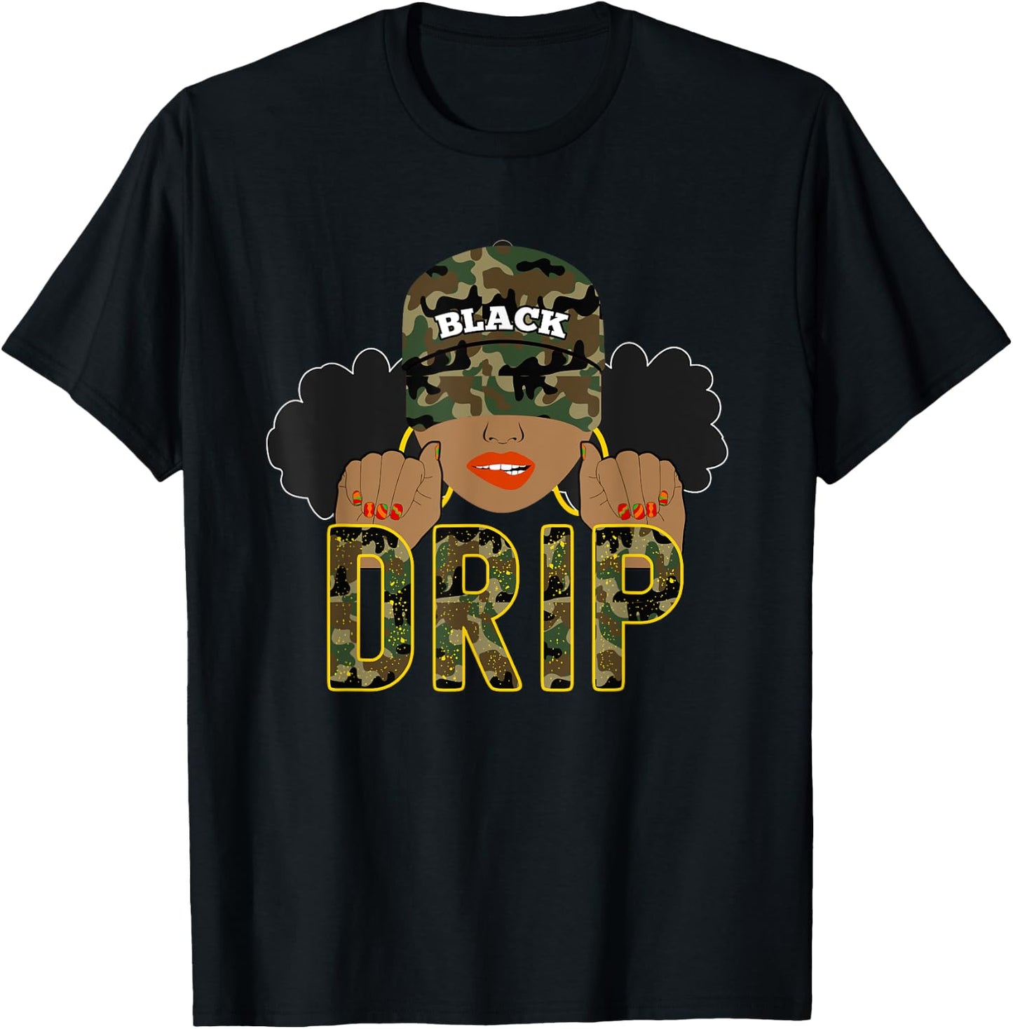 Drip Black Woman | Love to Shop Camo T-Shirt - T-Shirt | Black