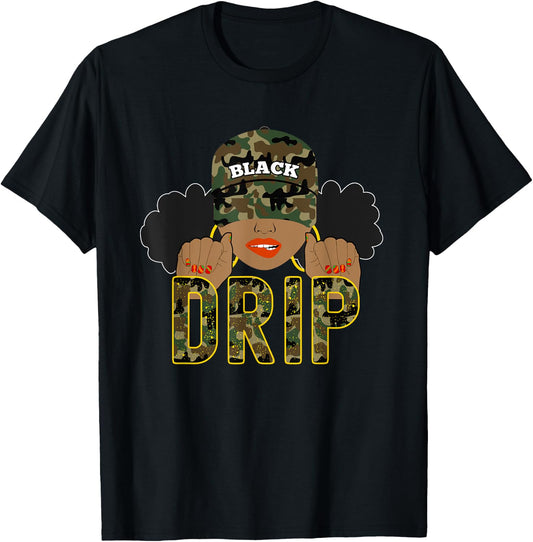 Drip Black Woman | Love to Shop Camo T-Shirt - T-Shirt | Black
