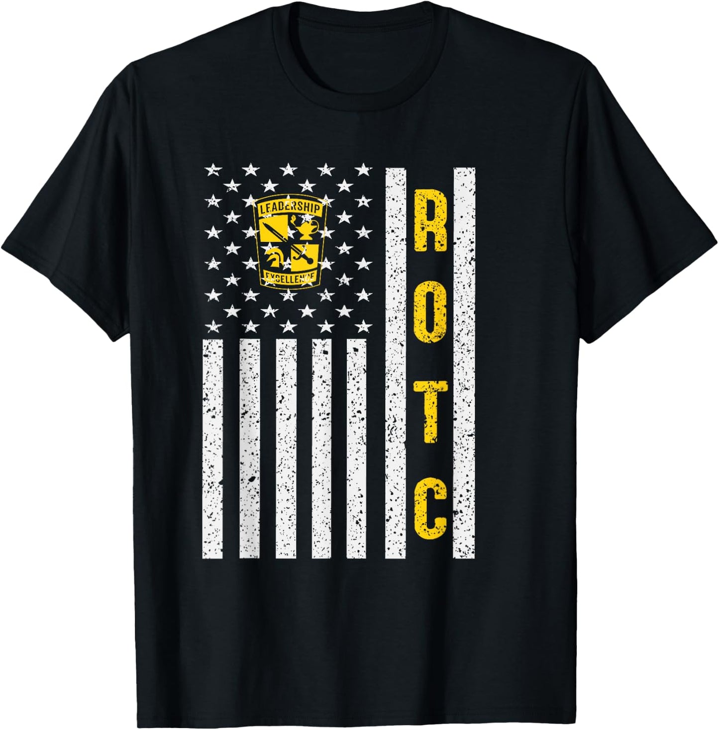 Funny Army ROTC American Flag ROTC Leadership Excellence T-Shirt - T-Shirt | Black
