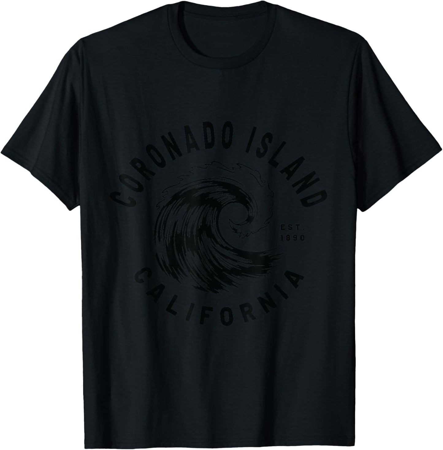 Retro Ocean Wave Coronado Island California Novelty Design T-Shirt - T-Shirt | Black