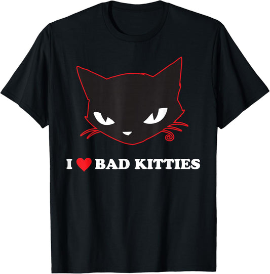 Emily The Strange I Heart Bad Kitties T-Shirt - T-Shirt | Black