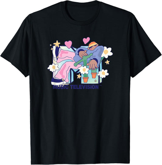 MTV - Funky Flower Dude Logo T-Shirt - T-Shirt | Black