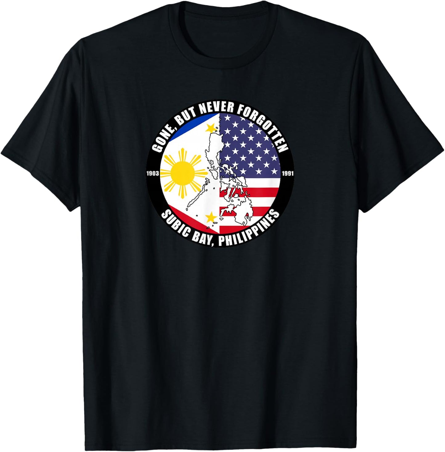 SoldierTees -Adults Subic Bay Philippines Veteran Black Small Classic Fit Short Sleeve Cotton, Polyester T-Shirt - T-Shirt | Black