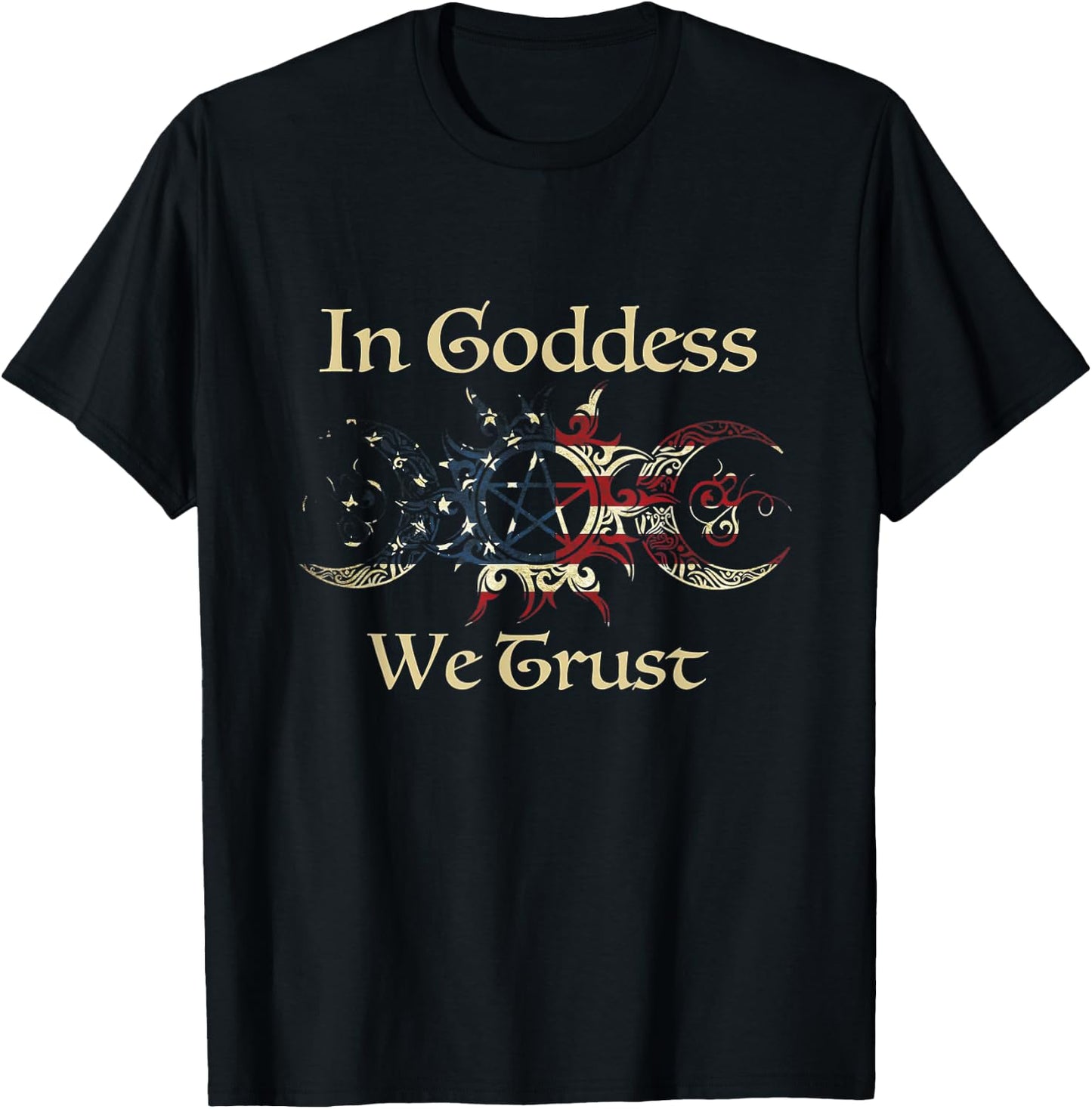 In Goddes We Trust Witch Lover American Flag 4th of July Men T-Shirt - T-Shirt | Black