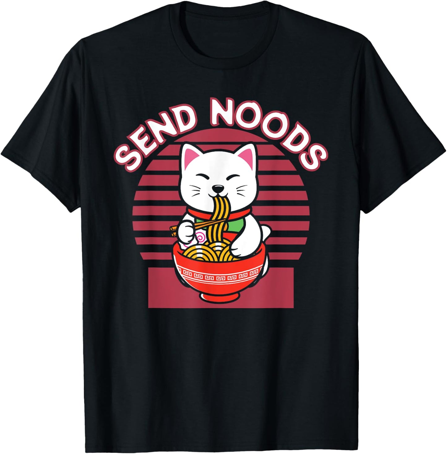 Noodles Japan Cat Japanese Ramen Anime Send Noods T-Shirt - T-Shirt | Black