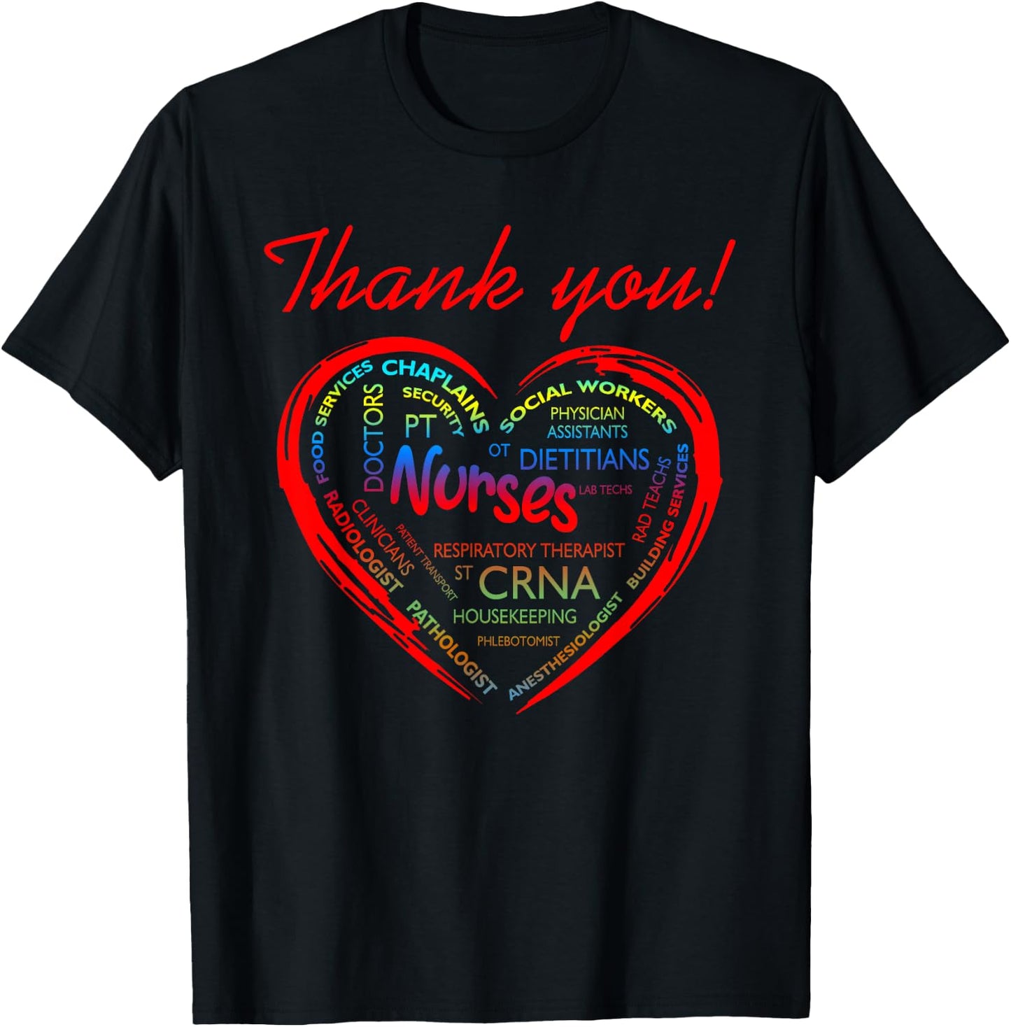 Thank You CRNA Nurses Healthcare Providers Doctors PT Techs T-Shirt - T-Shirt | Black