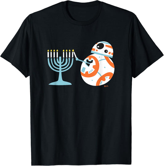 Star Wars BB-8 Lighting the Hanukkah Menorah T-Shirt - T-Shirt | Black