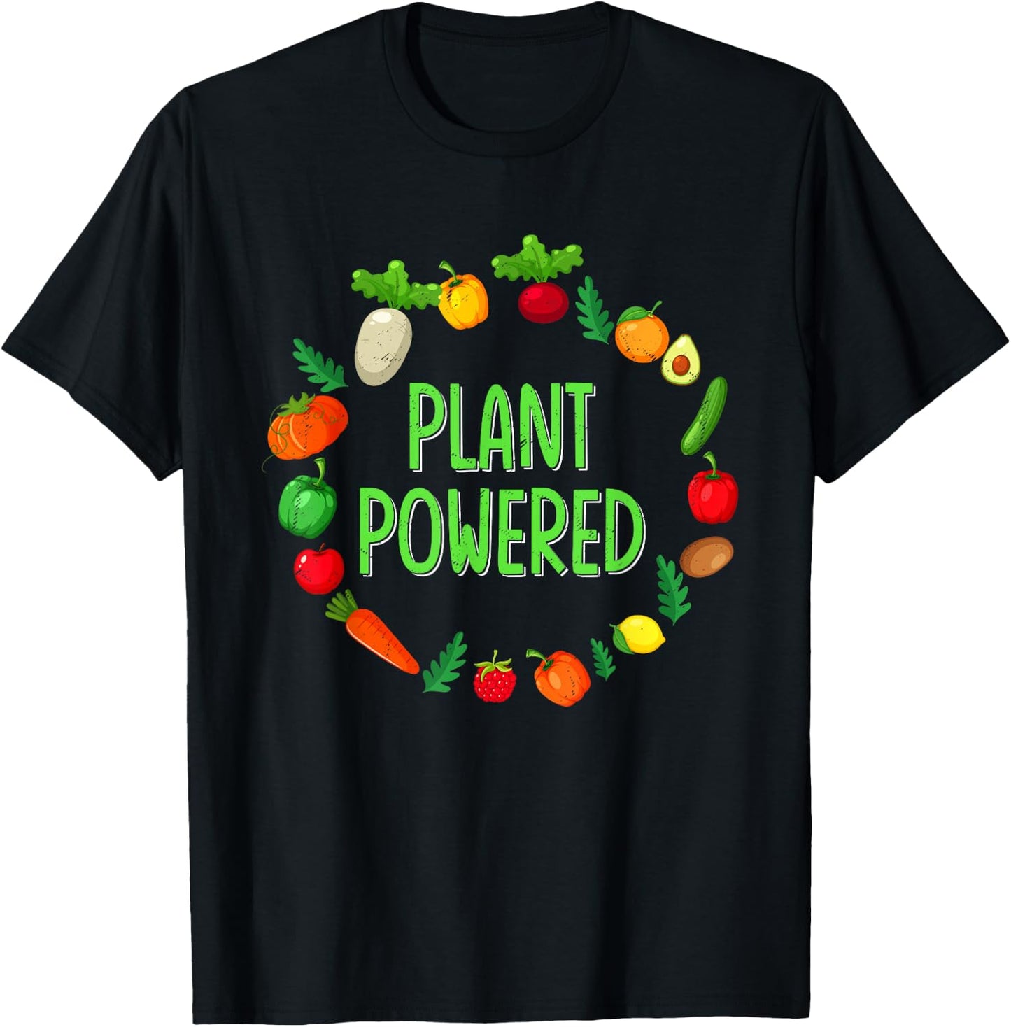 Plant Powered Retro Funny Gym Workout Vegetarian Vegan Lover T-Shirt - T-Shirt | Black