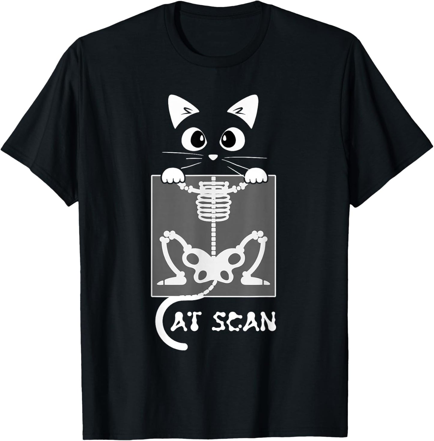 Skeleton Cat Scan Ct Scaning Funny X Ray Pun Meme Rad Tech T-Shirt - T-Shirt | Black