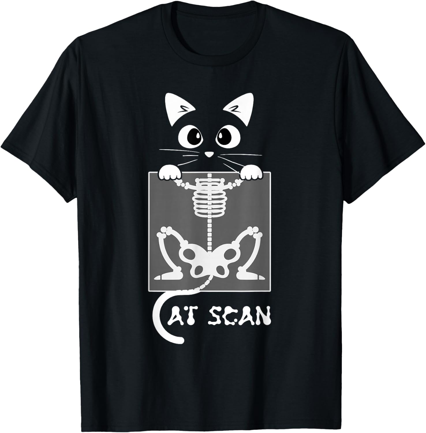 Skeleton Cat Scan Ct Scaning Funny X Ray Pun Meme Rad Tech T-Shirt - T-Shirt | Black